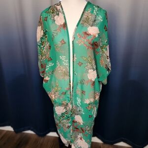 Green chiffon kimono